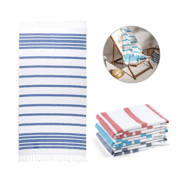 Serviette de plage personnalisable SARDENHA en coton et polyester recyclé - BCM Goodies