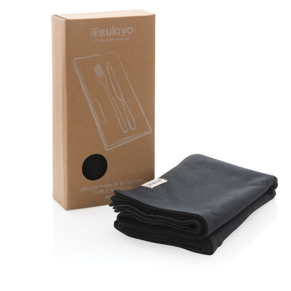 Serviettes de table écologiques Ukiyo en cotton recyclé 180gr Aware™ - Lot de 4 | BCM Goodies
