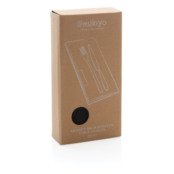 Serviettes de table écologiques Ukiyo en cotton recyclé 180gr Aware™ - Lot de 4 | BCM Goodies