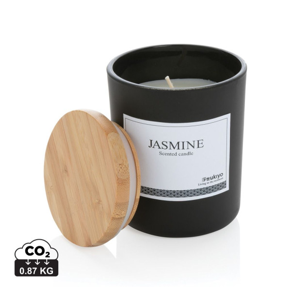 Bougie parfumée avec couvercle en bambou Ukiyo - Jasmin apaisant - BCM Goodies