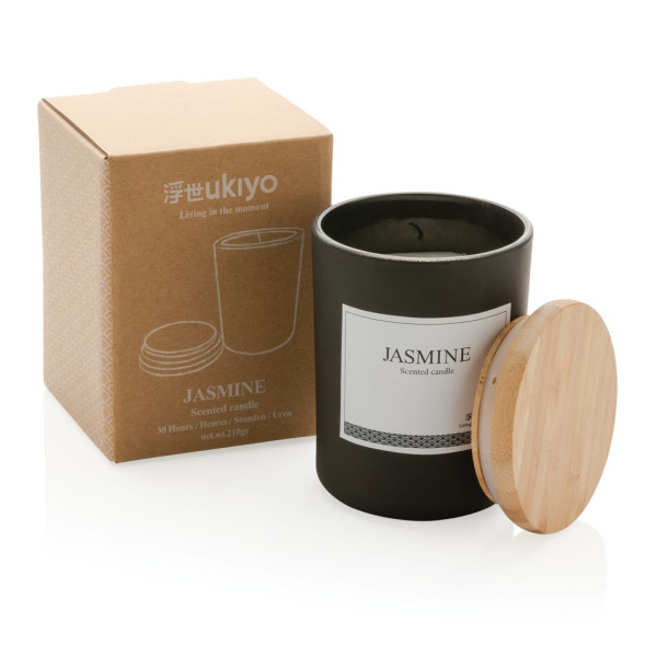Bougie parfumée avec couvercle en bambou Ukiyo - Jasmin apaisant - BCM Goodies