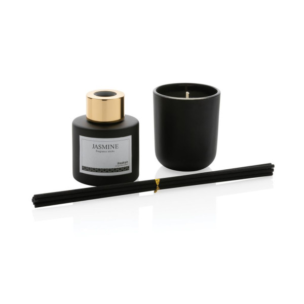 Set cadeau Ukiyo - Bâtonnets de parfum et bougie de cire de soja au jasmin - BCM Goodies
