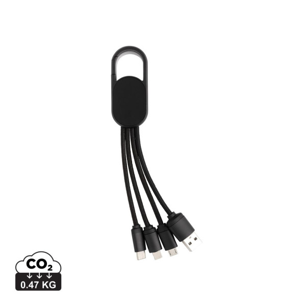 Câble de chargement 4 en 1 avec mousqueton pour appareils électroniques - Pratique et polyvalent