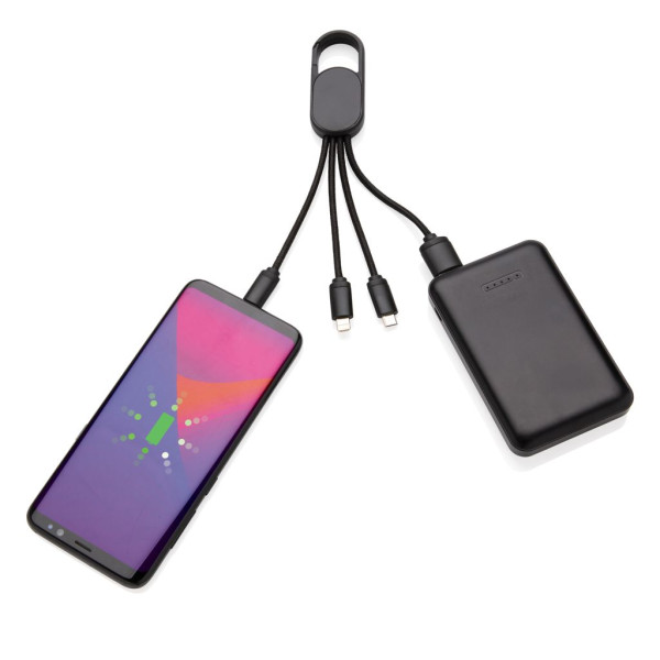 Câble de chargement 4 en 1 avec mousqueton pour appareils électroniques - Pratique et polyvalent
