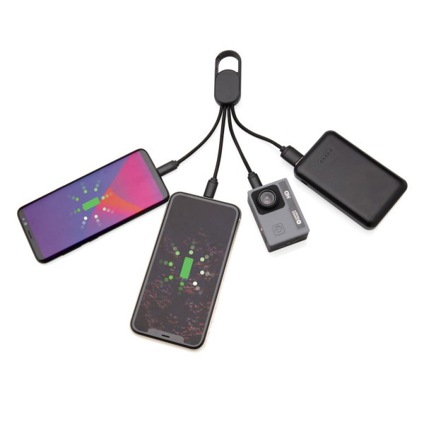 Câble de chargement 4 en 1 avec mousqueton pour appareils électroniques - Pratique et polyvalent
