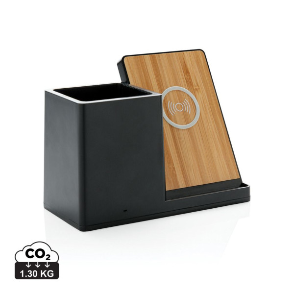 Chargeur 10W avec porte-stylo en ABS recyclé RCS Ontario - Recharge rapide et respectueuse de l'environnement