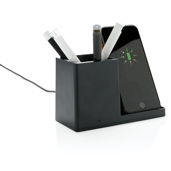 Chargeur 10W avec porte-stylo en ABS recyclé RCS Ontario - Recharge rapide et respectueuse de l'environnement