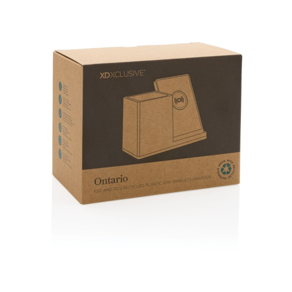 Chargeur 10W avec porte-stylo en ABS recyclé RCS Ontario - Recharge rapide et respectueuse de l'environnement