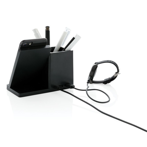 Chargeur 10W avec porte-stylo en ABS recyclé RCS Ontario - Recharge rapide et respectueuse de l'environnement