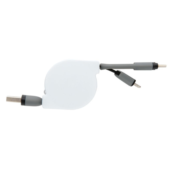 Câble rétractable 3 en 1 pour charge et synchronisation de données - Accessoire essentiel pour appareils électroniques - Longueu