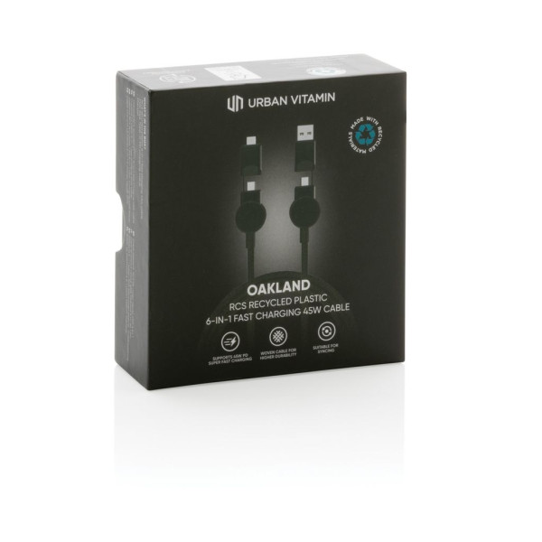 Câble Oakland 6-en-1 à charge 45W en plastique recyclé RCS - Urban Vitamin - BCM Goodies