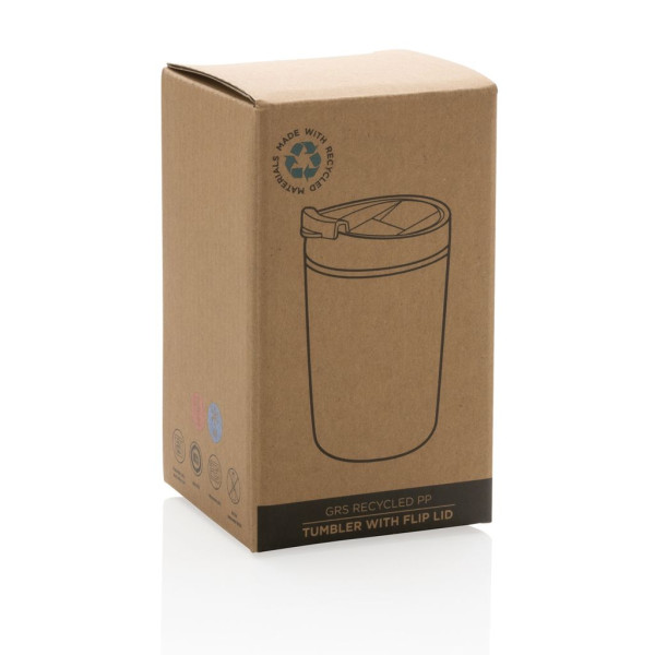 Mug en PP recyclé GRS avec couvercle à bascule - BCM Goodies