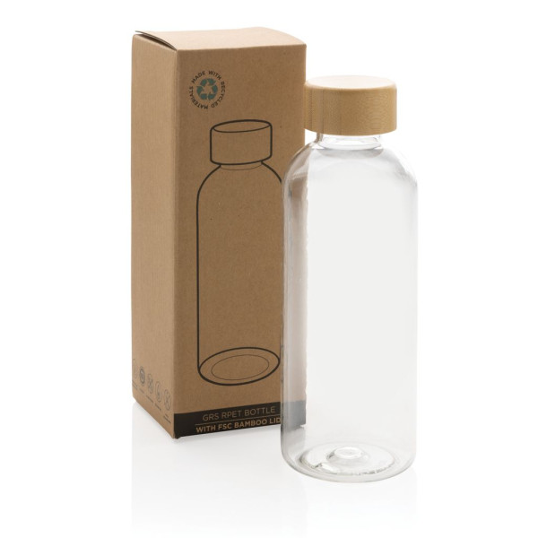 Bouteille 600ml en rPET GRS avec couvercle en bambou - BCM Goodies