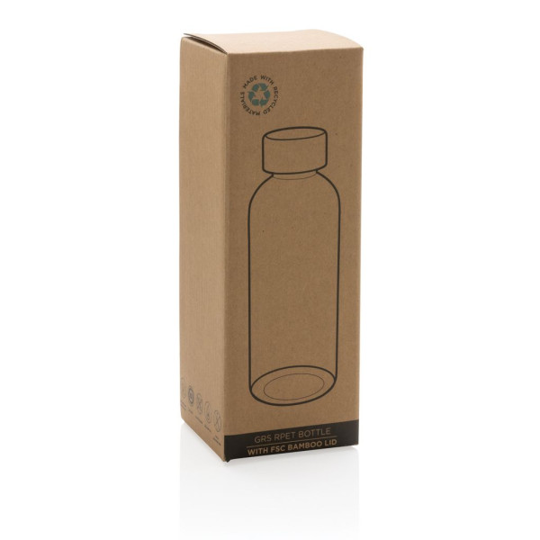 Bouteille 600ml en rPET GRS avec couvercle en bambou - BCM Goodies