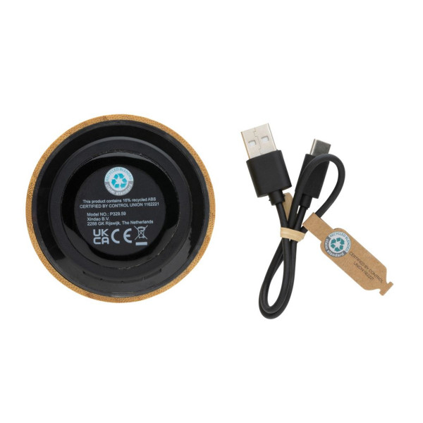 Enceinte 3W en bambou et ABS recyclé RCS - Haut-parleur sans fil écologique - BCM Goodies