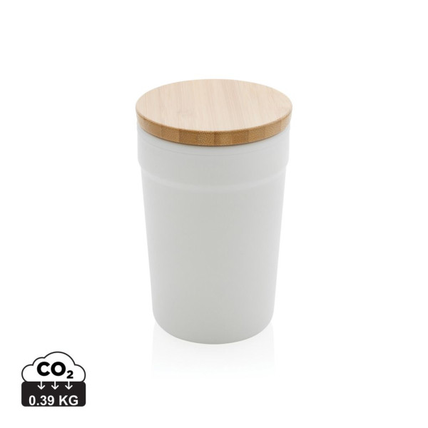 Mug 300ml en PP recyclé GRS avec couvercle en bambou - BCM Goodies