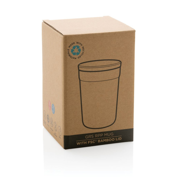 Mug 300ml en PP recyclé GRS avec couvercle en bambou - BCM Goodies