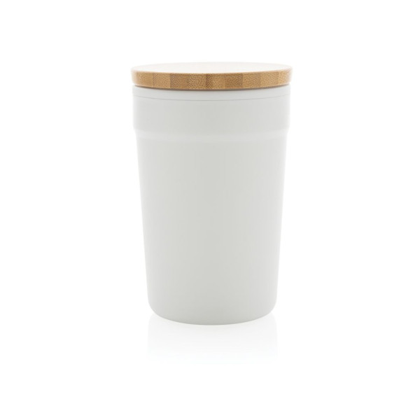 Mug 300ml en PP recyclé GRS avec couvercle en bambou - BCM Goodies