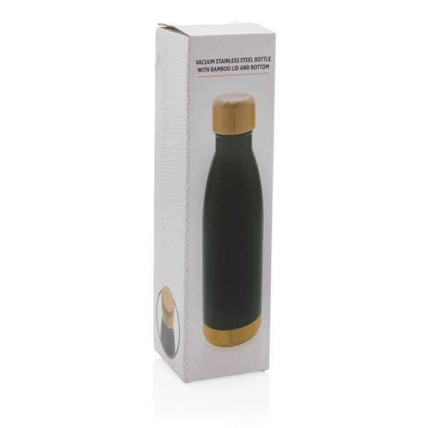 Bouteille isotherme en acier avec finition bambou - 520 ml - BCM Goodies
