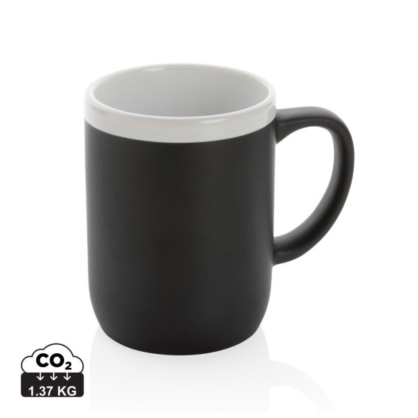 Mug en céramique avec bord blanc - 300 ml - Résistant aux chocs - Lavable au lave-vaisselle - Idéal pour cadeau