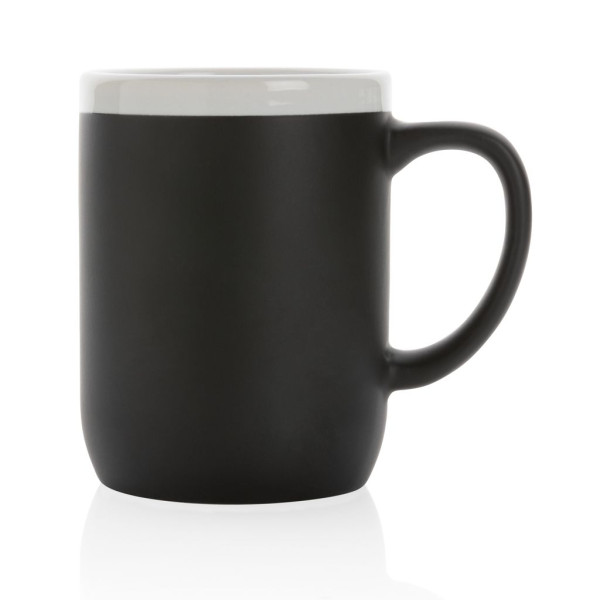 Mug en céramique avec bord blanc - 300 ml - Résistant aux chocs - Lavable au lave-vaisselle - Idéal pour cadeau