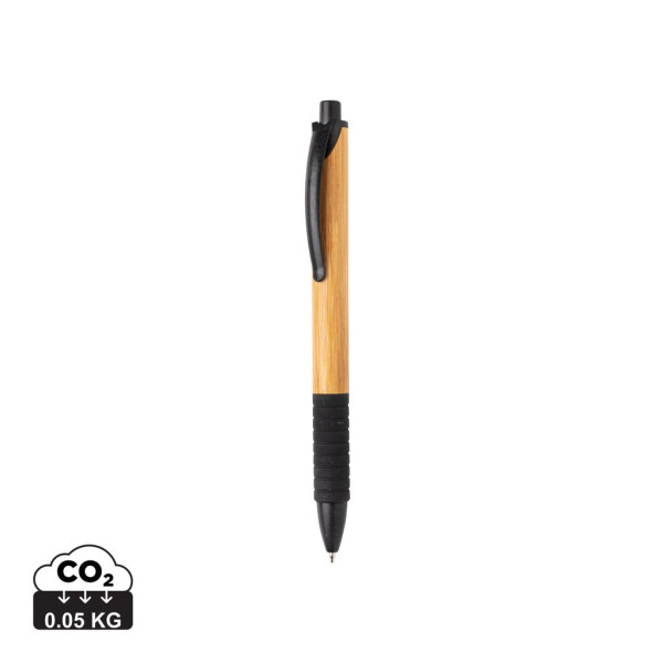 Stylo en bambou et fibre de paille - Accessoire écologique pour bureau, école et maison - Encre bleue Dokumental® - Personnalisa