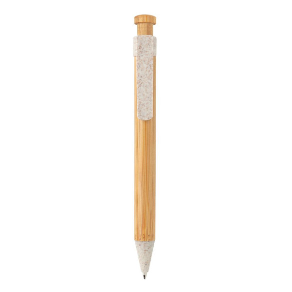 Stylo en bambou avec clip en fibre de paille - Produit écologique et innovant | BCM Goodies