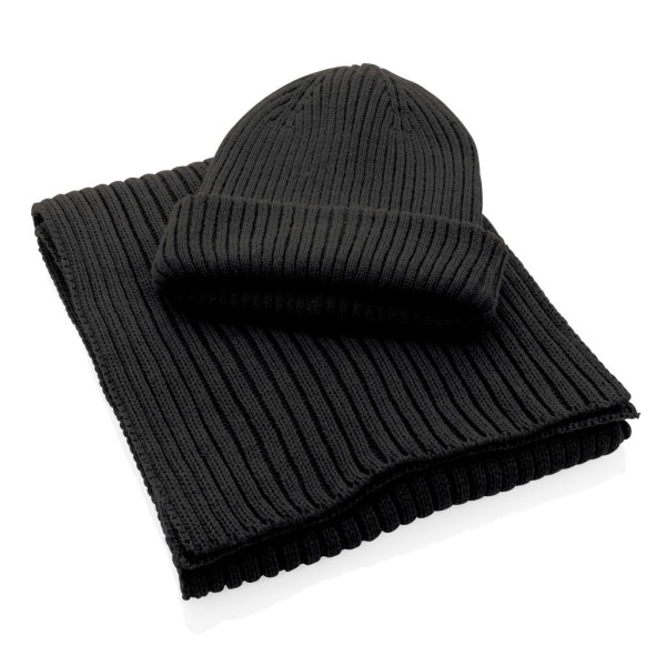 Écharpe tricotée 180x25cm Impact AWARE™ Polylana® - Accessoire éco-responsable pour entreprise | BCM Goodies