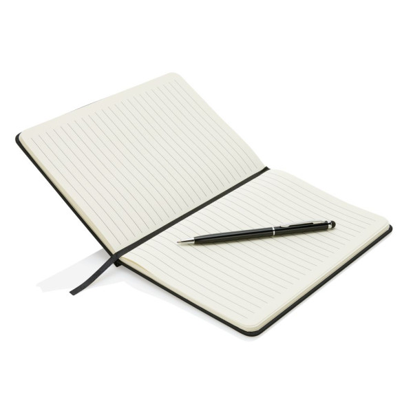 Carnet A5 à couverture rigide en PU avec stylo tactile - BCM Goodies