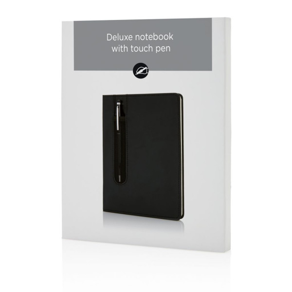 Carnet A5 à couverture rigide en PU avec stylo tactile - BCM Goodies