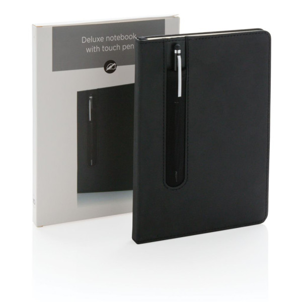 Carnet A5 à couverture rigide en PU avec stylo tactile - BCM Goodies