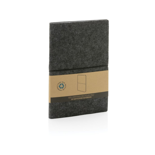 Cahier A5 à couverture souple en feutre recyclé certifié GRS - Cahier écologique 100% matériaux recyclés - BCM Goodies