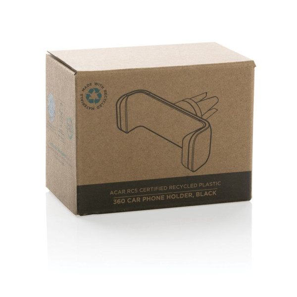 Support voiture en plastique recyclé RCS, Acar - Accessoire de téléphone portable universel et rotatif à 360 degrés