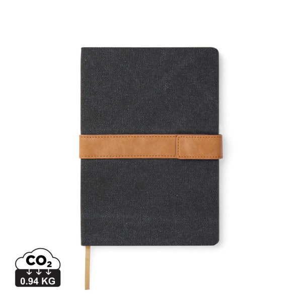 Carnet de notes VINGA en toile recyclée RCS Bosler - Carnet A5 écologique et pratique - BCM Goodies