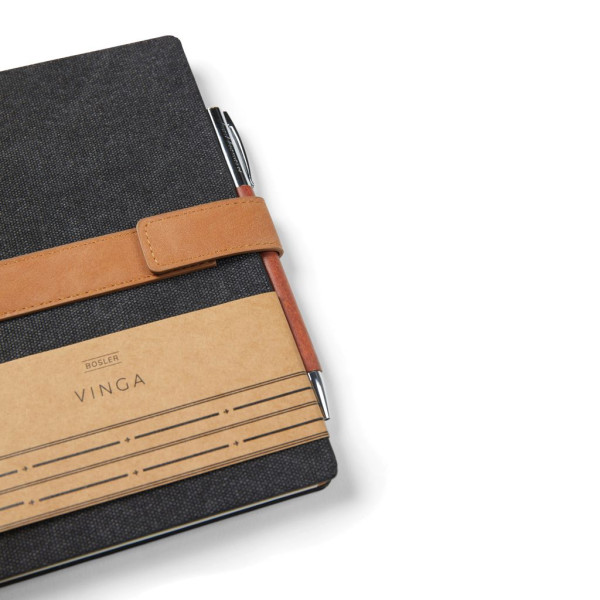 Carnet de notes VINGA en toile recyclée RCS Bosler - Carnet A5 écologique et pratique - BCM Goodies
