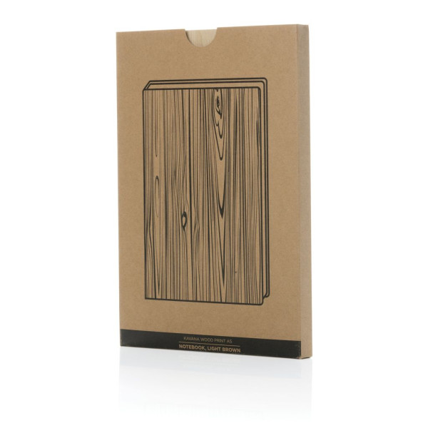 Cahier A5 imprimé bois Kavana - Carnet rigide en bois pour notes et dessins - Idéal pour étudiants et professionnels - Cadeau pa