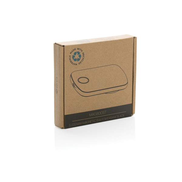 Powerbank magnétique 5000mAh en plastique RCS MagBoost - Batterie de secours pour appareils électroniques - Personnalisable B2B