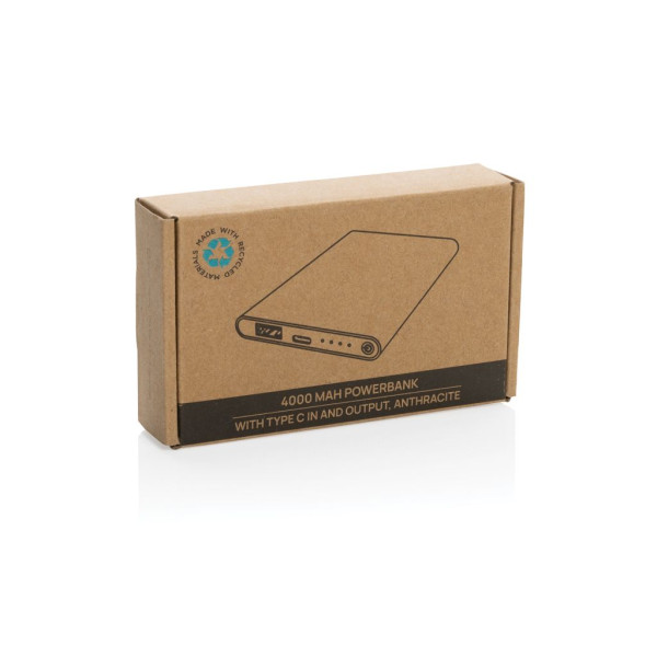 Powerbank 4000mAh en plastique recyclé/aluminium RCS - Accessoire de charge pour appareils électroniques - BCM Goodies