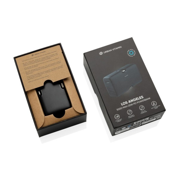 Powerbank 20W PD en plastique RCS Urban Vitamin Los Angeles 5000mAh - Accessoire indispensable et pratique