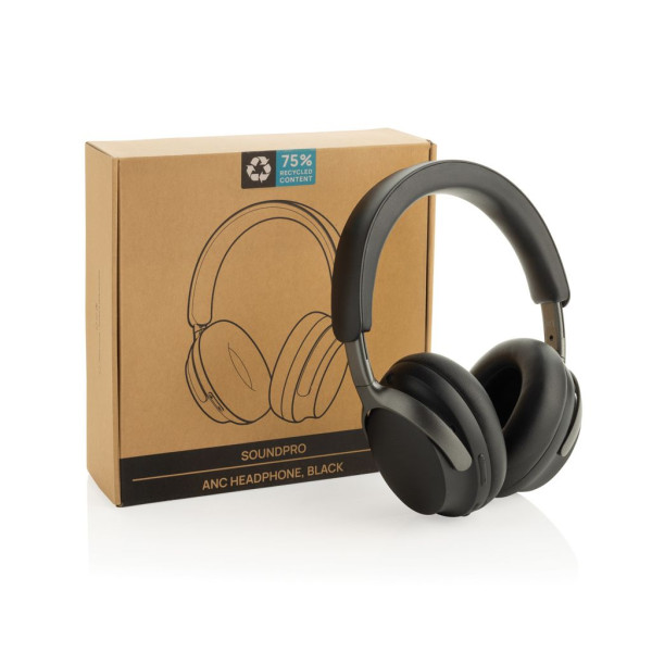 Casque ANC en plastique recyclé RCS Soundpro - Casque sans fil en plastique recyclé certifié, idéal pour les professionnels souc