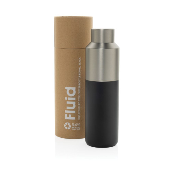 Bouteille d'eau 600ml en acier recyclé certifiée RCS Fluid - Produit écologique pour entreprise