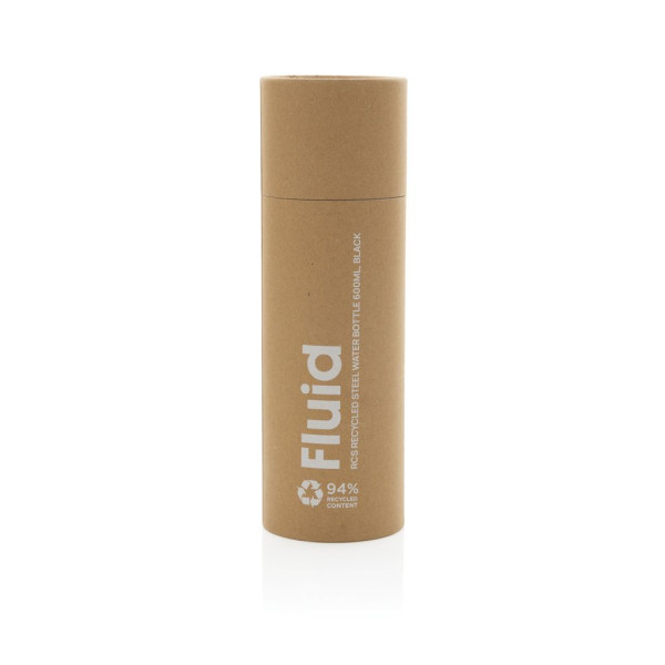 Bouteille d'eau 600ml en acier recyclé certifiée RCS Fluid - Produit écologique pour entreprise
