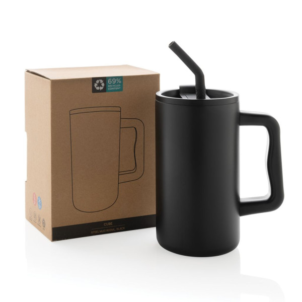 Mug Cube 800ml en acier recyclé certifié RCS - BCM Goodies