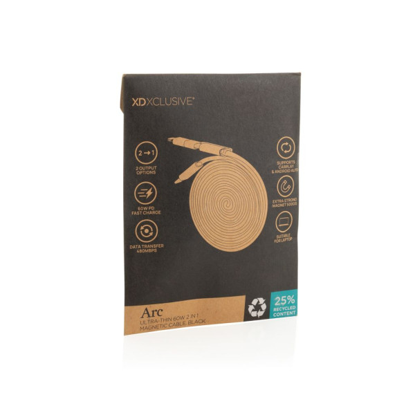 Câble magnétique 60W 2 en 1 Arc en PET RCS - Accessoire professionnel performant et écologique