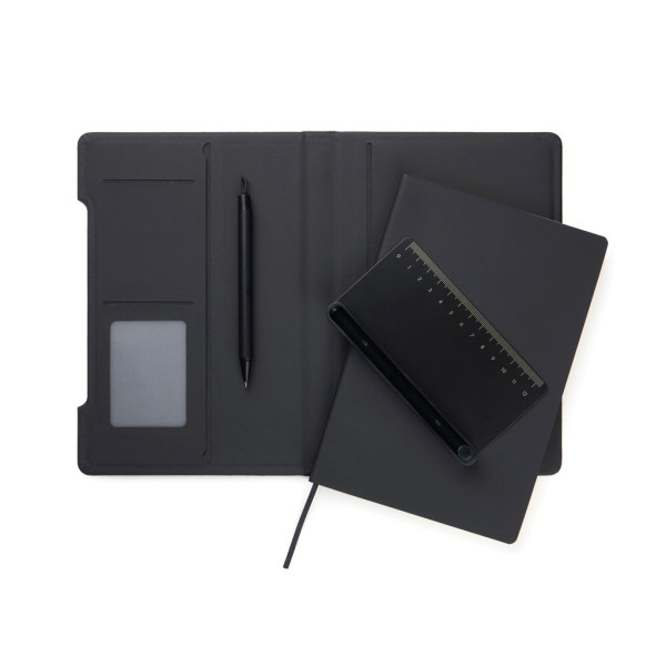 Carnet multifonction ultime en papier recyclé avec règle magnétique et support pour téléphone