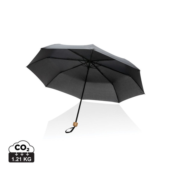 Mini parapluie 20.5 rPET 190T poignée bambou Impact AWARE™ - Parapluie durable et solidaire | BCM Goodies