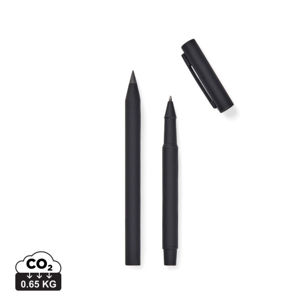 Set de stylos en acier inoxydable recyclé certifié RCS Baltimore - Parure de stylos élégante et moderne