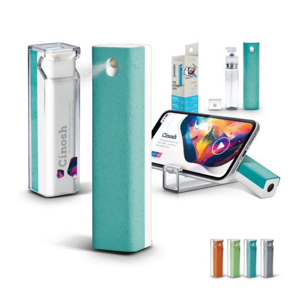 Spray nettoyant écran personnalisé 2 en 1 avec support smartphone – Goodies entreprise BCM Goodies
