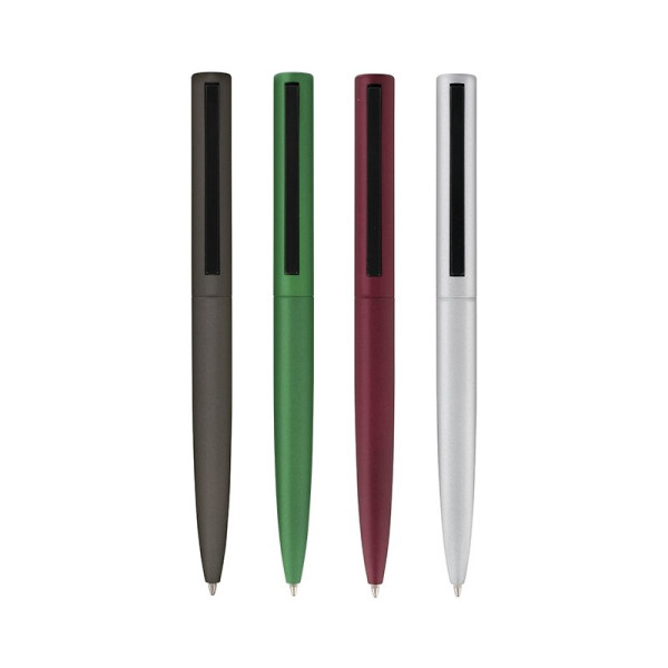 Stylo aluminium effet métal, écriture bleue 1,0 mm, gravure personnalisée – BCM Goodies