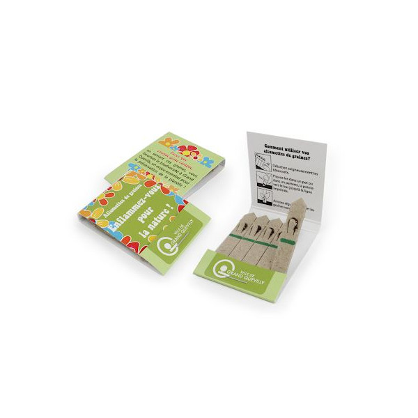 Étui 5 bâtonnets graines personnalisable – Goodie écologique assemblé en Anjou pour entreprises